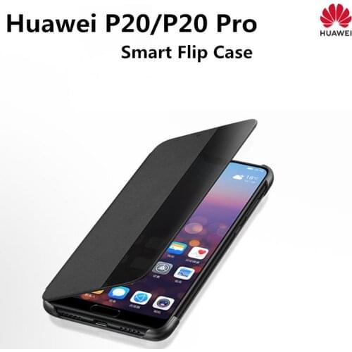 100% Original Official Case for Huawei P20 / P20 Pro Smart Flip Case for Huawei P20 /Pro Mirror Window Sleep Wake up Flip Cover