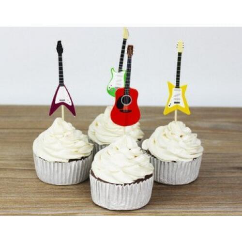 240pcs 2017 new fashion guitar cake decoration insert card