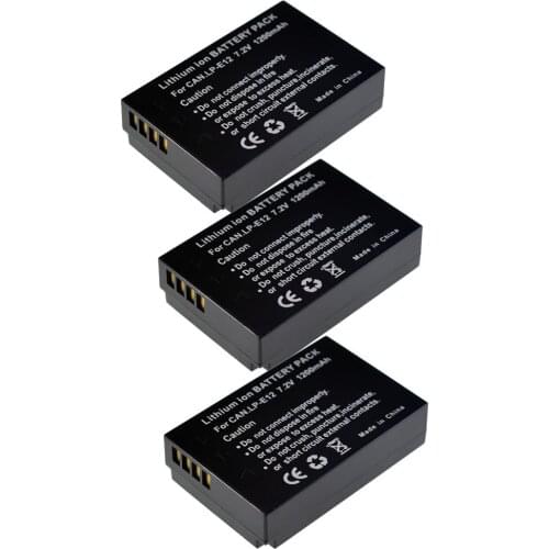 3X 1200mAh Decoded LP-E12 Battery For Canon EOS M 100D Rebel SL1 Camera