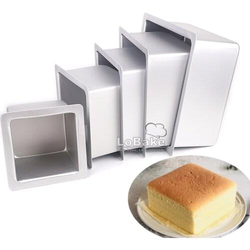 4 5 6 7 8 inches inside width square cube shape smooth anodizing aluminium ancient taste cake mold toast maker DIY oven bakeware