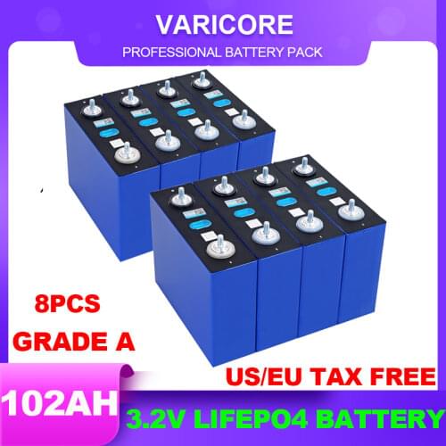 8pcs 3.2V 102Ah LiFePO4 battery pack Lithium iron phospha DIY 4S 12V 24V 304A Motorcycle Electric Car Solar Inverter batteries