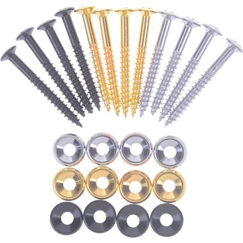 8 PCS Gold/Black/Silver Guitar Strap Lock Chrome Plated Non-slip Belts Buckle Button Screws Guitars Basses Straps Accessories