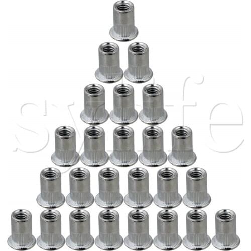 Aviation M6 Threaded Flat Head Aluminum Rivet Nut 6mm Pack of 25