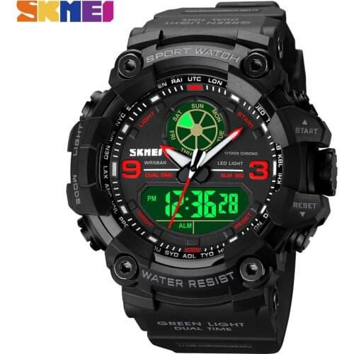 SKMEI Japan Digital Movement Large Dial Watches Men Military 2 Time Stopwatch Wristwatch 5Bar Waterproof reloj hombre 1818 Clock