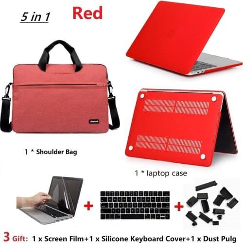 New 5in1 Laptop Case Bag+Keyboard Cover+Screen Film+Dust Pulg For 11 12 13 15 inchs Apple Macbook Air Pro Retina Touch Bar