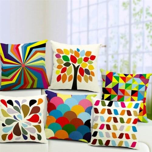 Colorfu Geometry Cotton Linen Square Decor Trigonal Throw Pillow Case Round Cushion Cover Christmas cuscino Ciambella Conjies