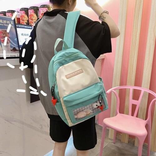 Color Backpack Women Nylon Waterproof Contrast for Teenage Girls Preppy Style Plaid College Travel Bagpack Female New Backpack