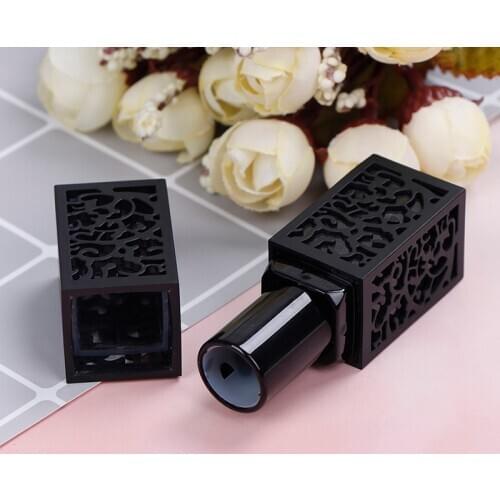 DIY 12.1mm Cream Jars Cosmetic Packaging Empty Cosmetic Containers Lipstick Tube with Black Hollow Lipstick Tubes