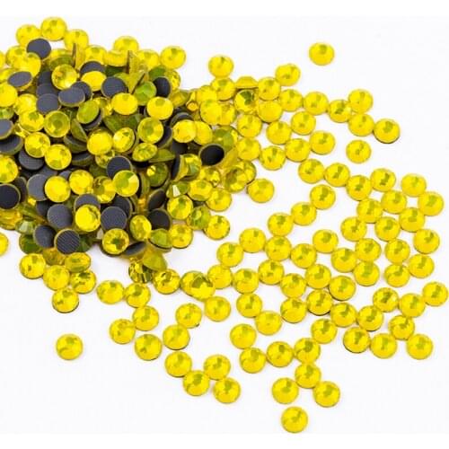 Hot Fix Rhinestones Top Quality Citrine Glass Stone Flatback Cabochon Crystal S4-SS30 1440 Pcs Super Glitter Nail Art Decoration