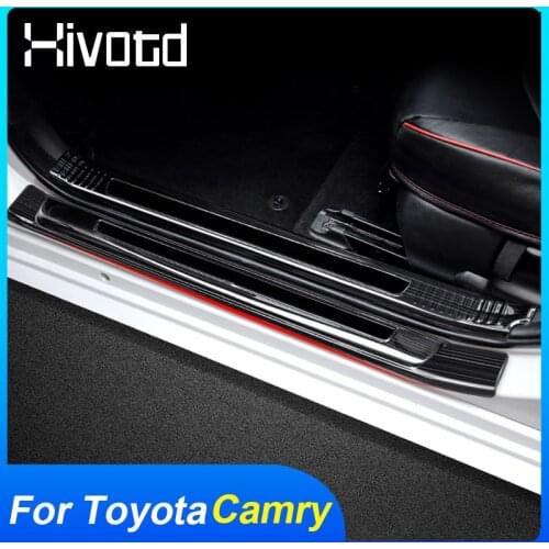 Hivotd For Toyota Camry 2020 Car Door Sill Protector Bumper Stainless Steel Door Trim Plate Cover Stickers Decorate Accessories