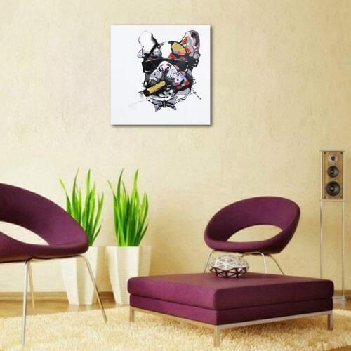 Art Oil Painting Smoking Dog Cool Art on Canvas Art for Living Room Wall Decor Painting Drop shipping