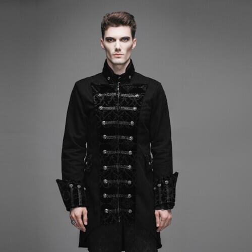 New Devil Fashion Gothic Men Black Long Jackets Steampunk Autumn Winter Stand Collar Long Sleeves Coats Casual Parka Outerwears