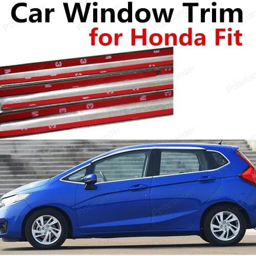 Hot sell Stainless Steel Window Trim For Honda Fit bright silver Car Styling Decoration Strips