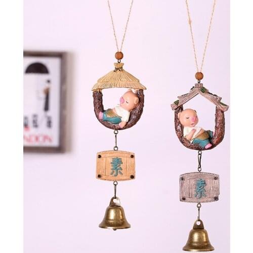 Cute Little Pig Resin Wind Chimes Creative Home Decoration Crafts Room Door Window Pendant Car Ornaments Kawaii Student Gift