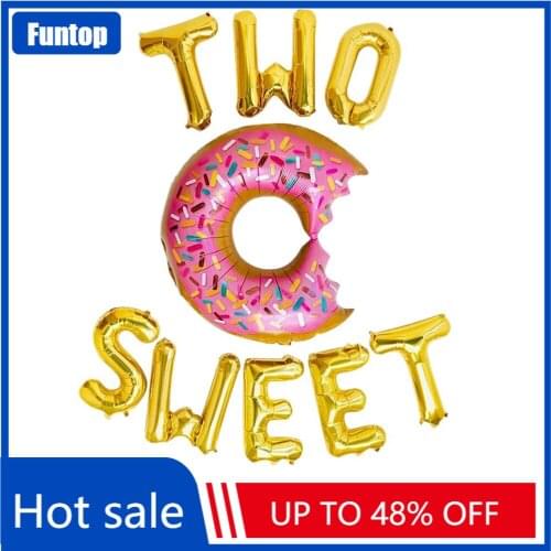 Cute Rose Gold Donut Balloon Doughnuts Foil Latex Ballons for Kids Happy Birthday Party Decoration 2 Years Old Birthday Supplie