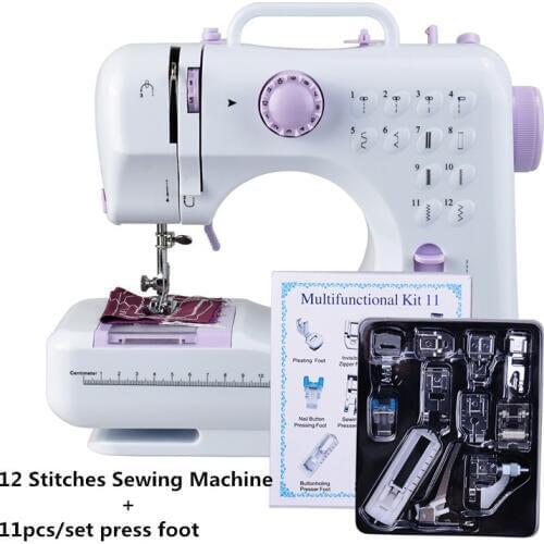 Fanghua Multifunction Mini Sewing Machine 505A 12 Stitches Replaceable + 11pc Presser Foot Power Supply LED Light Sewing classes