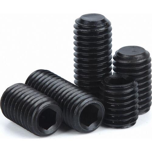 5-50Pcs M3 M4 M5 M6 M8 M10 Grade 12.9 High Tensile Flat Point Grub Screw Hexagon Socket Set Screws Headless Carbon Steel