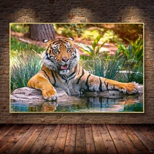 New hot DIY diamond embroidery mosaic tiger rhinestone full square round 5D diamond painting cross stitch home decoration