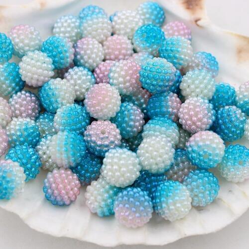 New 12mm 30Pcs Sky Blue+pink+White Colorful Bayberry Beads Imitation Pearl Beads Round Beads Fit Beads Jewelry Making