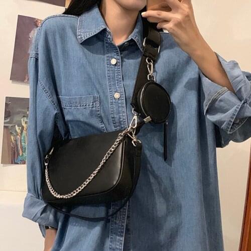 2021 New Wide Shoulder Strap Crossbody Bag Female Trend Design Vintage Shoulder Bag for Women Fashion Luxury Handbag and Purse