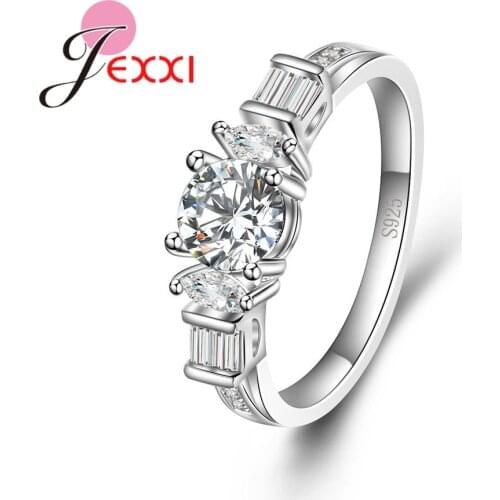 New Arrival Round Cut Design White CZ Crystals Filled Genuine 925 Sterling Silver Ring Size 6 7 8 9 10 Women Jewelry Gift