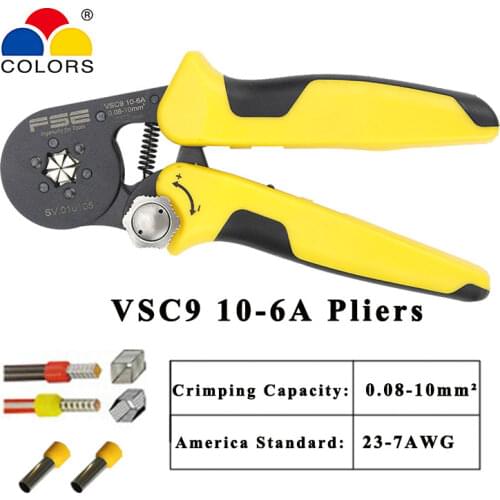 Crimping pliers tools VSC9 10-6A 0.08-10mm2 23-7AWG 360/800p terminal for tube type needle type terminal manual adjustable tools