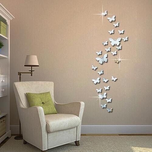 Plastic Mirrors Butterfly Wall Decor Home Decor Living Room Removable Newest Wall Stickers DIY 3D Wall Art