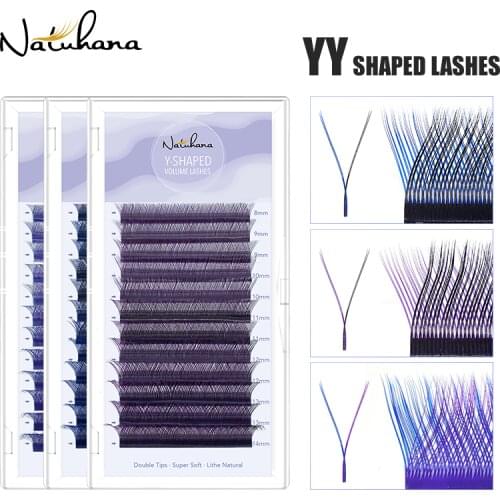 NATUHANA YY Shape Eyelash Extension Faux Mink Eyelashes Natural Soft Individual Easily Grafting Double Tip Y Style Volume Lashes