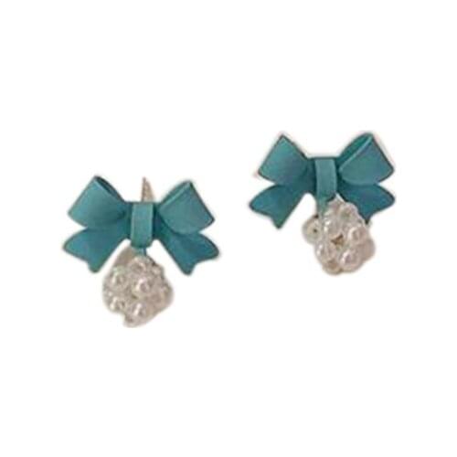 S925 Silver Needle Korean Summer Innocent Bow Earrings Earrings Pearl All-Match Earrings Women