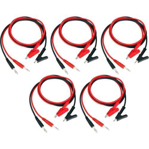 MagiDeal 10 Pieces 15A 4mm Banana Plug to Alligator Clip Clamp Test Probe Cable Lead