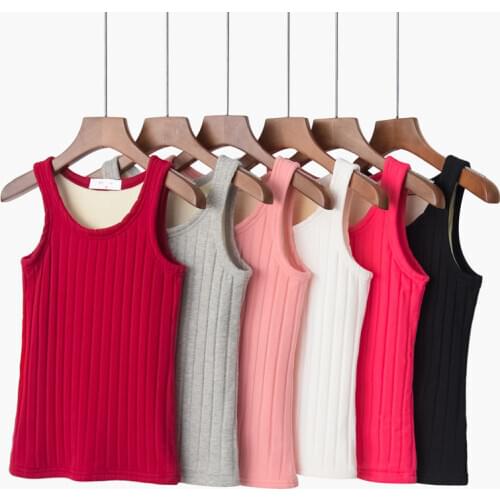 Thermal Tank Tops Women Winter Thermal Underwear Plus Size Female Bottoming Camis Top Underwear Sleeveless Padded Camisole Femme