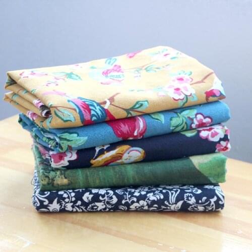 Flowers Birds Retro Cotton Linen Fabrics Handmade DIY Fabrics For Clothing,A Width Of 145CM