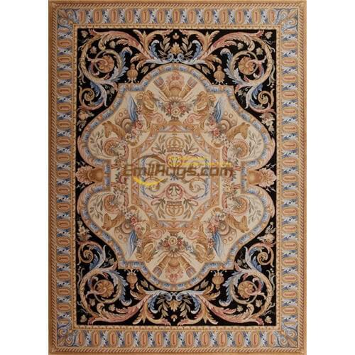 Thick And Plush Handknotted Savonnerie Neo Classic Design Rug Large Vintage Style Livingroom Luxury