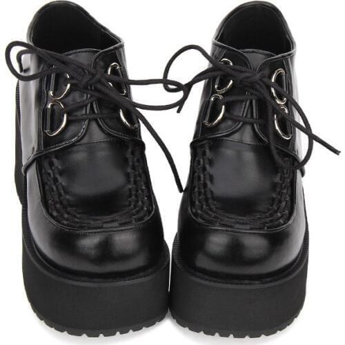 Princess sweet lolita shoes Custom age Gothic Lolita shoes lace round thick high-heeled shoes punk bottom Muffin women pu9715