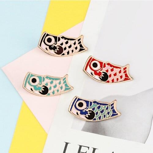 Japanese Koi Enamel Pin Lucky Cartoon Color Fish Brooches Badges Backpack Clothes Lapel Pins for Men Women Animal Jewelry Gifts