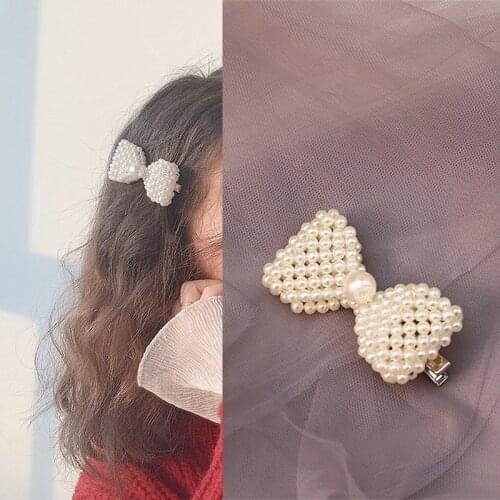 Fashion Women Full Imitation Pearl Hair Clips For Girls Kids Barrette Bows Hairpins Hair Accessories Hairgrip Gift
