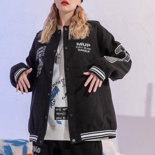 Casual Embroidered Baseball Jacket Women Single-breasted BF Style Bomber Jackets 2021 Korean Style Harajuku Student Loose Coat