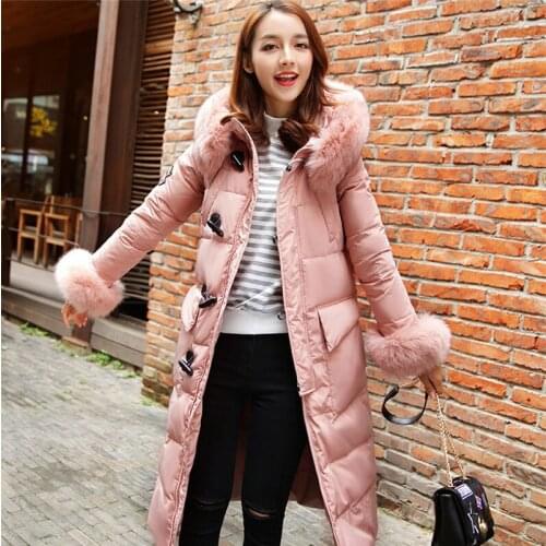 Womens Winter Jackets Warm Fur Collar Hooded Ladies Coats Thick Women Parka Fashion Down Coat Abrigo Mujer WXF385