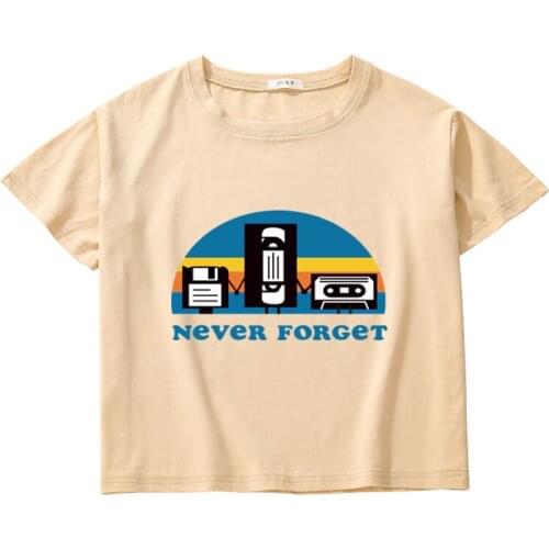 Never Forget funny crop top women cotton short sleeve t-shirt women O-neck short tee shirt summer top women clothing harajuku