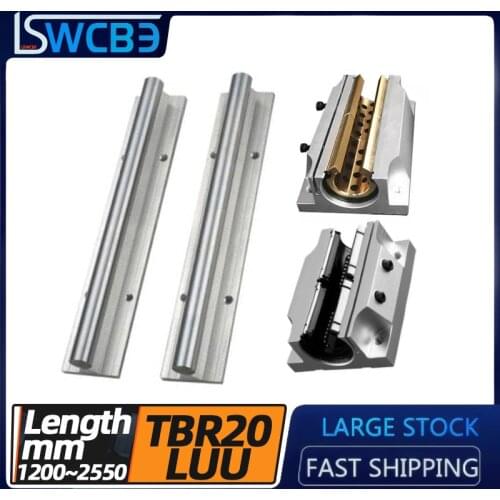Lengthened TBR box-type linear guide rail TBR20, L=1200-2550mm+TBR20LUU flange slider/copper sleeve-L, free shipping