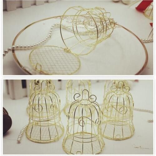 10/30/50 pcs Golden iron bell / personality wedding candy box / Wedding tin bar birdcage candy box / European style gift