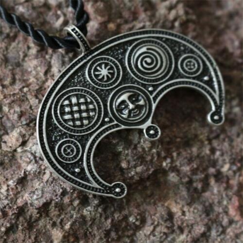 10pcs wholesale Slavic Lunula Womans Necklace pendant Norse Jewelry, lunar amulet with granulation
