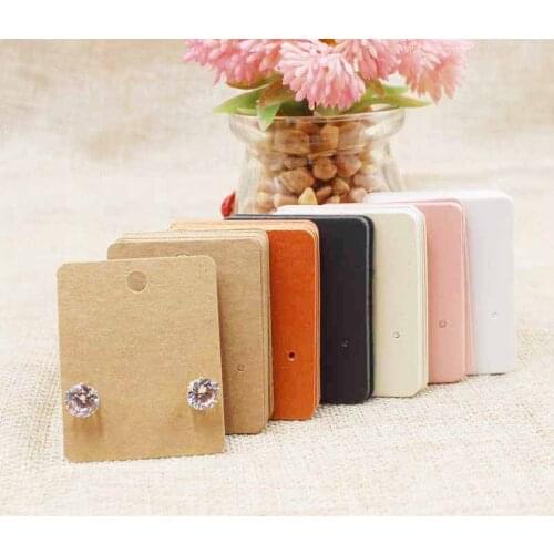 100pcs 4*5cm New Luxury Brand Jewelry pearl Pink paper Display Earring Card stud Earrings Package tag cards custom cost extra