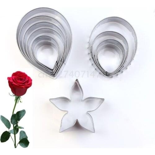11pcs Gum Paste Flower Mold Austin Rose Petal Calyx Leaf Cutter Set Sugar Craft