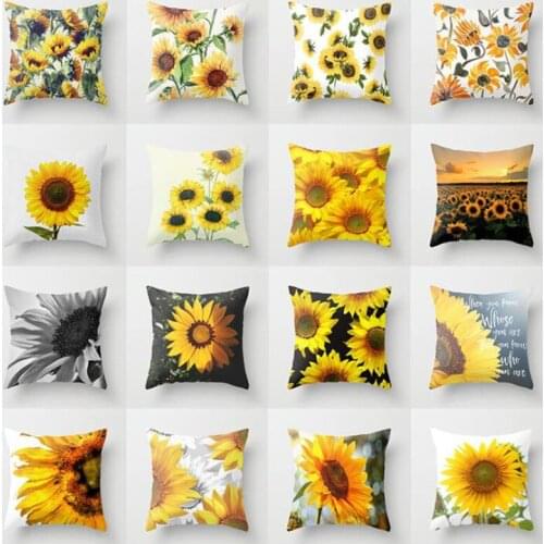 2pcs/set Nordic Style Pillowcase Polyester Cushion Cover Yellow Color Sunflower Pattern Pillow Case for Sofa Car Home Decoration