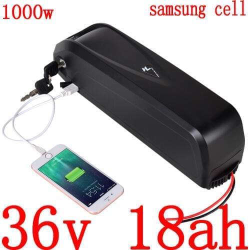36V 500W 750W 1000W electric bike battery 36V 18AH Lithium battery use samsung cell 36v 13ah 15ah 18ah li-ion battery free duty