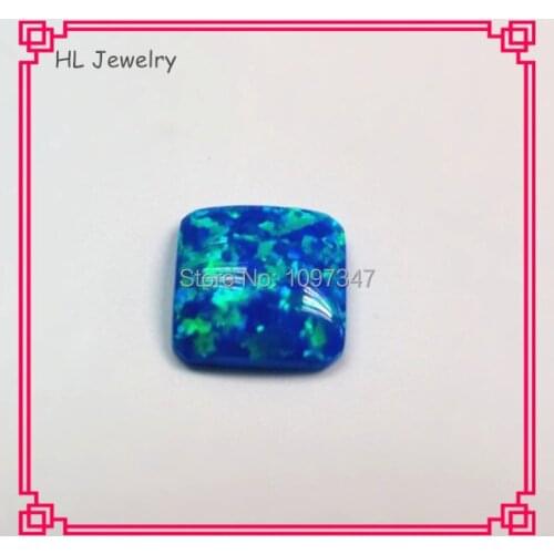 50PCS/Lot 8mm/9mm/10mm/11mm/12mm Cabochon Square Blue Pacific Lab Created Opal Stone