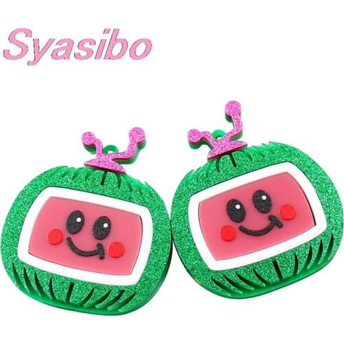 1pair) AC1802-Watermelon For Jewelry Accessories Pink Glitter Laser Cutout Girl Birthday Acrylic Coco-melon For Earrings