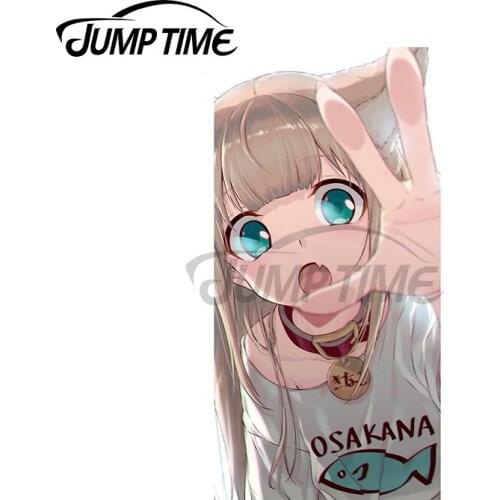 Jump Time 13 x 6.8cm Kinako Neko Anime RV Car Stickers Windows Scratch-proof Cartoon Vinyl Car Wrap Waterproof Decal