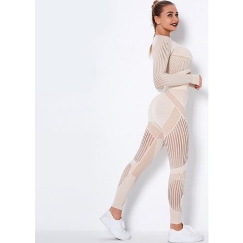 Hollow Out Seamless Yoga Set Sport Outfits Women Black Two 2 Piece Crop Top Bra Leggings Workout Gym suit Fitness Sport Sets